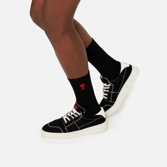 NWT AMI PARIS Ami De Coeur Socks in Black